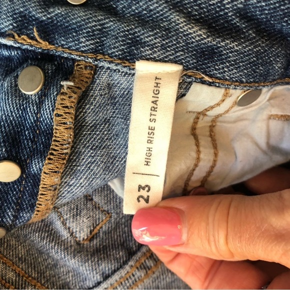 PACSUN Jeans Women’s 23 High Rise Straight Button Fly Distressed Ridged Cotton - Picture 4 of 13